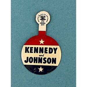 1960 Kennedy Johnson Political Lapel Pin Foldover Pinback Green Duck Pin